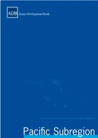 Pacific Subregion  Pacific Subregion SUBREGIONAL DEVELOPMENT SETTING