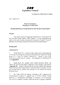 Paper on Trunk Road T2 and Cha Kwo Ling Tunnel Prepared
