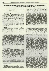 Seznami Iz Strokovnih Osnov — Predlogov Za Razglasitev Kulturnih Spomenikov (I