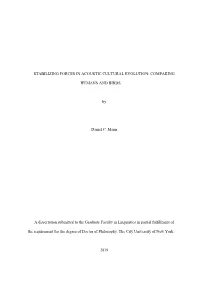COMPARING HUMANS and BIRDS by Daniel C. Mann a Dissertation