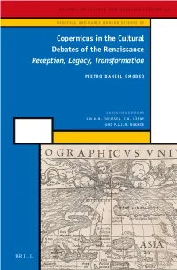 Copernicus in the Cultural Debates of the Renaissance: Reception, Legacy, Transformation