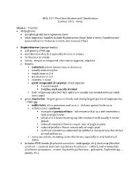 Plant Identification and Classification Summer 2015 - Notes