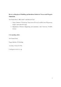 Review on Biophysical Modelling and Simulation Studies for Transcranial Magnetic Stimulation