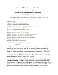 Bringing Sacred Circle Dance to Multiple Communities