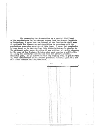 In Presenting the Dissertation As a Partial Fulfillment of The