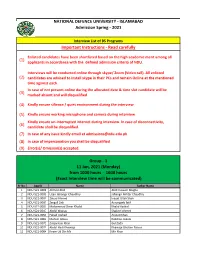 Interview Panel List (For Admission Staff)