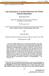 Fast Computation of Divided Differences and Parallel Hermite Interpolation