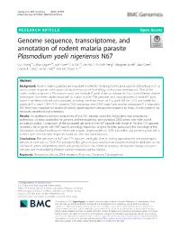 Genome Sequence, Transcriptome, and Annotation of Rodent Malaria