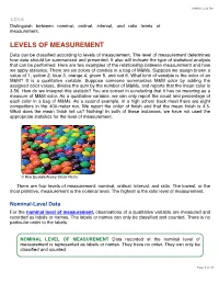 Levels of Measurement
