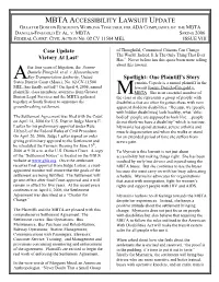 Mbta Accessibility Lawsuit Update Greater Boston Residents Working Together for Ada Compliance by the Mbta Daniels-Finegold Et Al