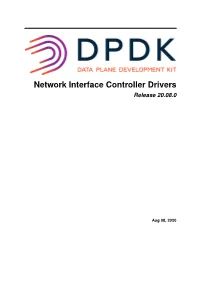Network Interface Controller Drivers Release 20.08.0