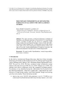 PRELIMINARY EXPERIMENTS of Opensim PER- Formance Evaluation for Virtual DESIGN Studios 1. Introduction in the Field of Architect