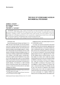The Role of Hydroxamic Acids in Biochemical Processes