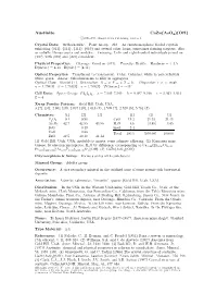 Austinite Cazn(Aso4)(OH) C 2001-2005 Mineral Data Publishing, Version 1 Crystal Data: Orthorhombic