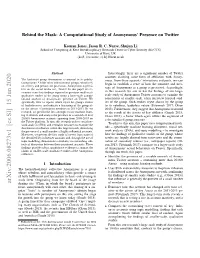 Behind the Mask: a Computational Study of Anonymous' Presence On