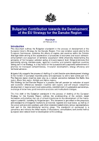 Bulgarian Contribution Towards the Development of the EU Strategy for the Danube Region