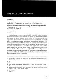 Indefinite Detention of Immigrant Information: Federal and State Overreaching in the Interpretation of 8 C.F.R