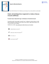 Static Stretching Time Required to Reduce Iliacus Muscle Stiffness