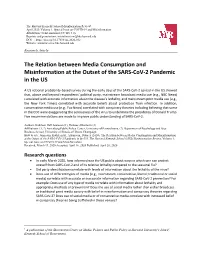 The Relation Between Media Consumption and Misinformation at the Outset of the SARS-Cov-2 Pandemic in the US