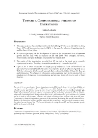 Toward a Computational Theory of Everything