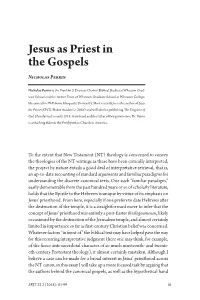 Jesus As Priest in the Gospels Nicholas Perrin