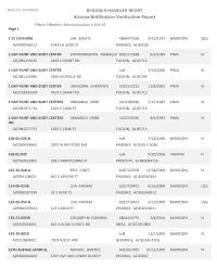 REGION 9 HANDLER REORT Arizona Notification Verification Report Filters: Hrptuniv Activitylocation Is Like AZ Page 1