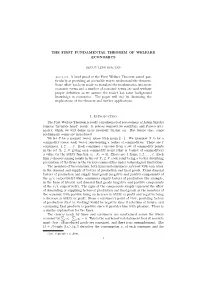 The First Fundamental Theorem of Welfare Economics