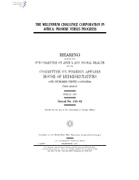 The Millennium Challenge Corporation in Africa: Promise Versus Progress