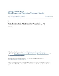 What I Read on My Summer Vacation (IV) Ron Javers