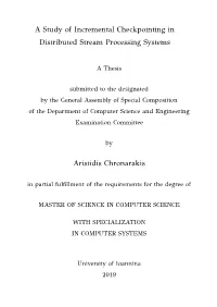 A Study of Incremental Checkpointing in Distributed Stream Processing Systems