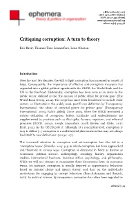 Critiquing Corruption: a Turn to Theory