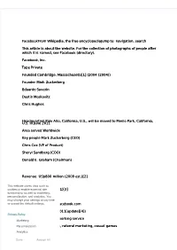 Facebookfrom Wikipedia, the Free Encyclopediajump To: Navigation, Search This Article Is About the Website