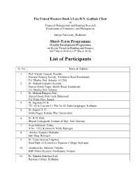 List of Participants