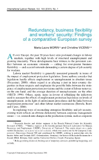 Redundancy, Business Flexibility and Workers' Security: Findings of A