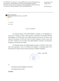 The OSCE Secretariat Bears No Responsibility for the Content of This Document FSC.EMI/137/20 and Circulates It Without Altering Its Content
