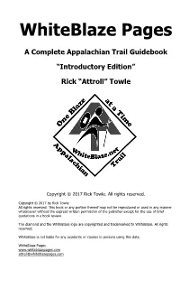 Whiteblaze Pages 2017 Introductory Edition, a Complete Appalachian