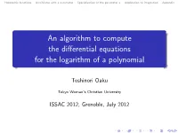 An Algorithm to Compute the Differential Equations for The