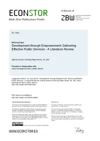 Development Through Empowerment: Delivering Effective Public Services - a Literature Review