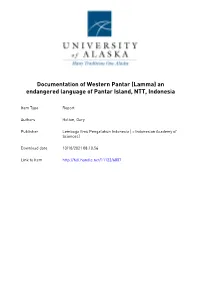 Documentation of Western Pantar (Lamma) an Endangered Language of Pantar Island, NTT, Indonesia