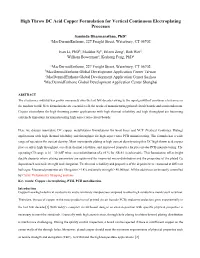 High Throw DC Acid Copper Formulation for Vertical Continuous Electroplating Processes