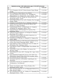 Industries Having Valid Authorisation Upto 31-03-2019 & Beyond