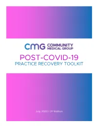 Post-Covid-19 Practice Recovery Toolkit