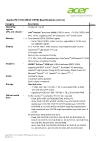 Quick Specification Report