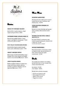 Starters Main Menu Steaks