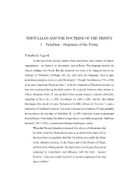 Tertullian and the Doctrine of the Trinity I