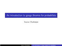 An Introduction to Gauge Theories for Probabilists