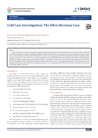 Cold Case Investigation: the Ellen Sherman Case