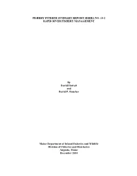Fishery Interim Summary Report Series No. 14-2 Rapid River Fishery Management