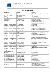 List of Attendees
