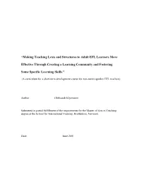 Making Teaching Lexis and Structures to Adult EFL Learners More